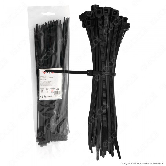 V-Tac Confezione da 100 Fascette Stringicavo Autobloccanti in Nylon V-Tac Confezione da 100 Fascette Stringicavo Autobloccanti in Nylon