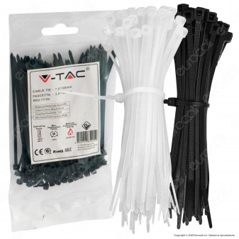 V-Tac Confezione da 100 Fascette Stringicavo Autobloccanti in Nylon