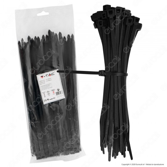 V-Tac Confezione da 100 Fascette Stringicavo Autobloccanti in Nylon V-Tac Confezione da 100 Fascette Stringicavo Autobloccanti in Nylon