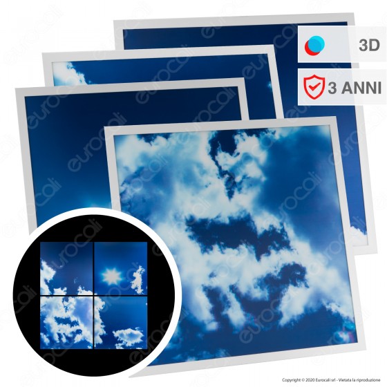 Ener-J 4 Pannelli LED 60x60 40W SMD Fantasia Cielo Diurno 3D con Ener-J 4 Pannelli LED 60x60 40W SMD Fantasia Cielo Diurno 3D con