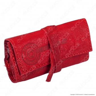 Il Morello Pocket Mini Portatabacco in Vera Pelle Colore Rosso