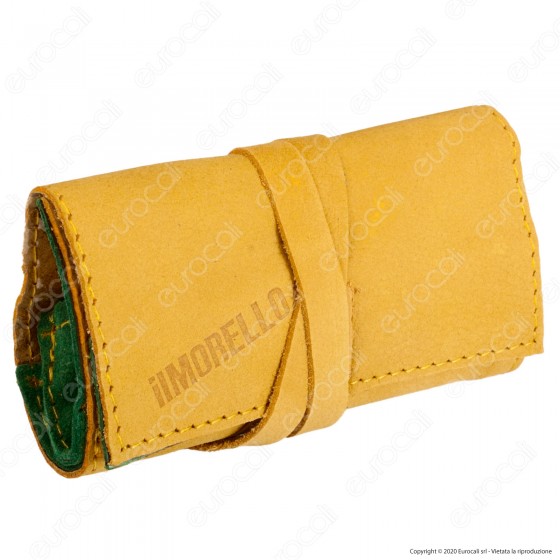 Il Morello Pocket Mini Portatabacco in Vera Pelle Colore Giallo e Il Morello Pocket Mini Portatabacco in Vera Pelle Colore Giallo e