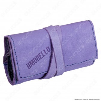 Il Morello Pocket Mini Portatabacco in Vera Pelle Colore Viola e Blu Scuro