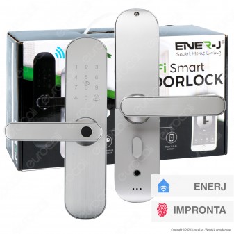 Ener-J Wi-Fi Smart Doorlock Kit Serratura e Maniglie per Porte Apertura a Sinistra 5in1 Colore Argento - mod. SHA5278