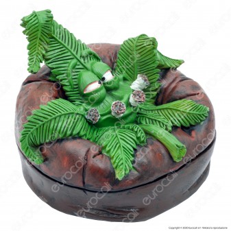 CannaBuds Posacenere da Tavolo in Poliresina con Coperchio Antiodore - Beanbag Leaf