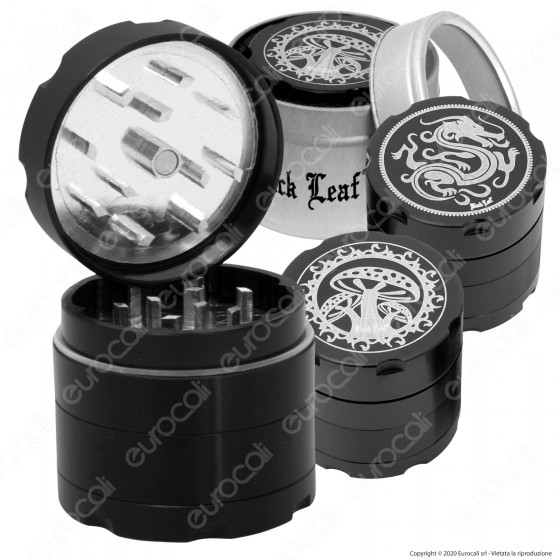 Black Leaf Grinder Tritatabacco 4 Parti in Metallo con Custodia Black Leaf Grinder Tritatabacco 4 Parti in Metallo con Custodia