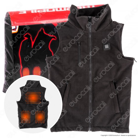 Intergross ThermoPile Gilet Unisex Riscaldante in Microfibra Nero con Intergross ThermoPile Gilet Unisex Riscaldante in Microfibra Nero con