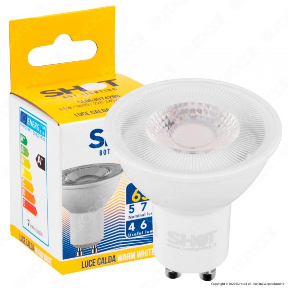 Bot Lighting Shot Lampadina LED GU10 6,3W Faretto Spotlight 60° 3000K - mod. SLD630742BB Bot Lighting Shot Lampadina LED GU10 6,3W Faretto Spotlight 60° 3000K - mod. SLD630742BB