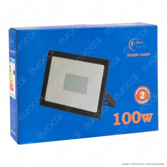 Sure Energy Faro LED SMD 100W IP65 Ultrasottile Colore Nero - mod.