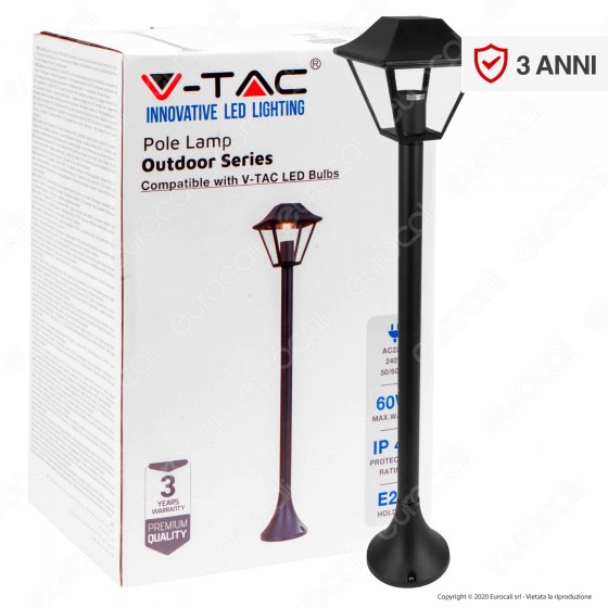 V-Tac VT-845 Lampione Portalampada Nero per Lampadine E27 da Giardino V-Tac VT-845 Lampione Portalampada Nero per Lampadine E27 da Giardino