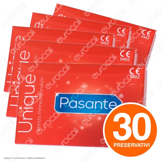 Pasante Unique Ultra Sottili Senza Lattice - Pack da 30 Preservativi Pasante Unique Ultra Sottili Senza Lattice - Pack da 30 Preservativi