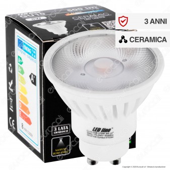 LED Line Lampadina LED COB GU10 8W Faretto Spotlight 24° in Ceramica
