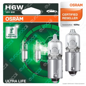 Osram Ultra Life Lunga Durata 6W - 2 Lampadine H6W