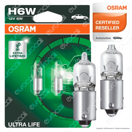 Osram Ultra Life Lunga Durata 6W - 2 Lampadine H6W Osram Ultra Life Lunga Durata 6W - 2 Lampadine H6W