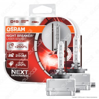 Osram Night Breaker Laser Xenarc Fari Xeno 35W - 2 Lampadine D1S