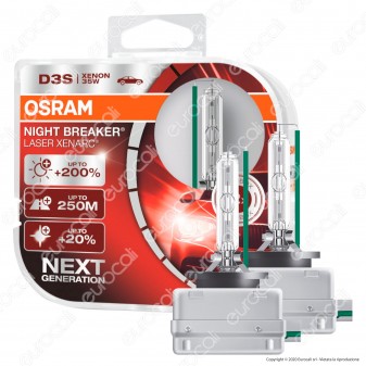 Osram Night Breaker Laser Xenarc Fari Xeno 35W - 2 Lampadine D3S
