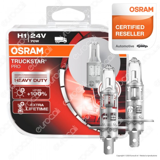 Osram Truckstar Pro per Camion 70W - 2 Lampadine H1 Osram Truckstar Pro per Camion 70W - 2 Lampadine H1