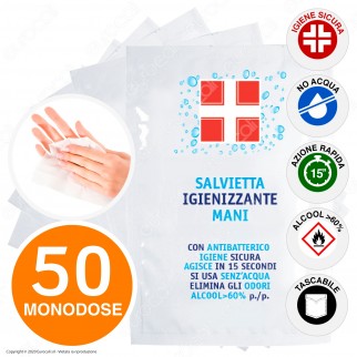 Salvietta Igienizzante Mani Antibatterico con Alcool Efficace Contro
