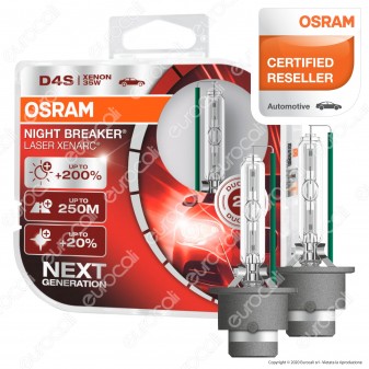 Osram Night Breaker Laser Xenarc Fari Xeno 35W - 2 Lampadine D4S