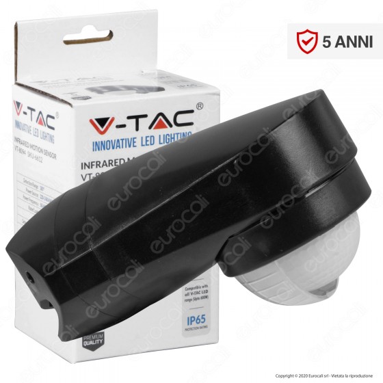 V-Tac VT-8094 Sensore di Movimento a Infrarossi IP65 per Lampadine V-Tac VT-8094 Sensore di Movimento a Infrarossi IP65 per Lampadine