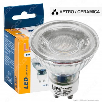 Life Lampadina LED GU10 5W Faretto Spotlight 38° in Vetro e Ceramica