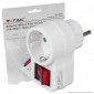 V-Tac VT-1064 Adattatore Singolo da 1 Posto con Spina Schuko e Interruttore Luminoso Colore Bianco - SKU 8841