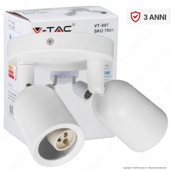 V-Tac VT-897 Portafaretto Rotondo per 2 Faretti LED Spotlight GU10