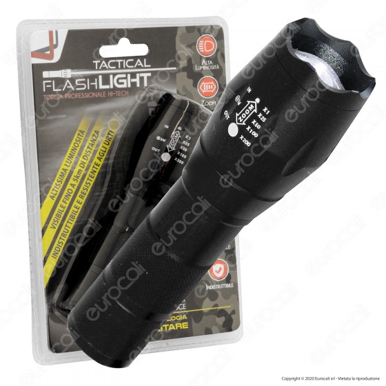 Intergross Tactical Flashlight Torcia LED Professionale in Alluminio Intergross Tactical Flashlight Torcia LED Professionale in Alluminio