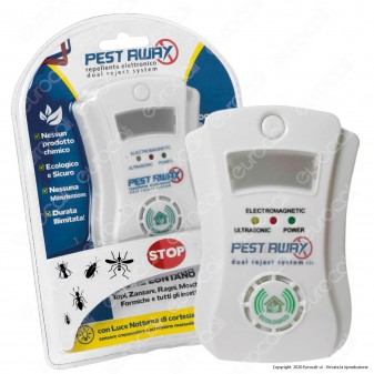 Kit 2 Intergross Pest Away Repellente Elettronico per Insetti e Roditori con Elettromagnetismo ed Ultrasuoni
