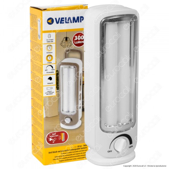 Velamp Lampada LED 12W Portatile con Luce di Emergenza Anti Black Out Velamp Lampada LED 12W Portatile con Luce di Emergenza Anti Black Out