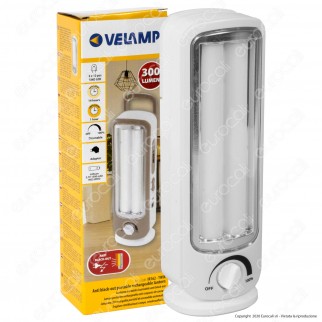 Velamp Lampada LED 12W Portatile con Luce di Emergenza Anti Black Out