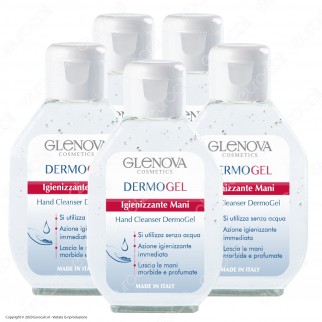 5 Flaconi da 80ml di Glenova Dermogel Gel Igienizzante Mani Alcolico