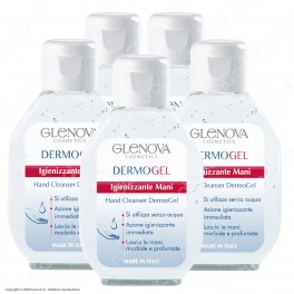 5 Flaconi da 80ml di Glenova Dermogel Gel Igienizzante Mani Alcolico