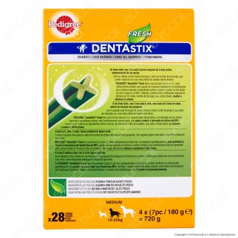 Pedigree Dentastix Fresh Medium per l'igiene orale del cane - Confezione da 28 Stick