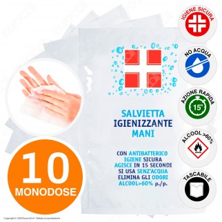 Salvietta Igienizzante Mani Antibatterico con Alcool Efficace Contro