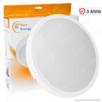 Sure Energy Plafoniera LED 24W Forma Circolare IP65 IK10 con Driver -