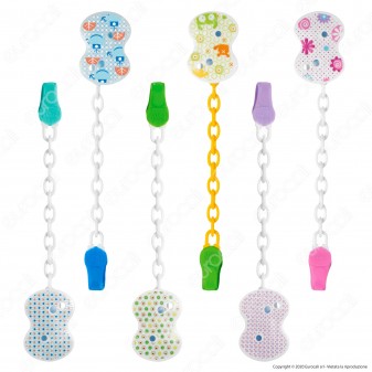 Chicco Clip Salvasucchietto con Gancio Morbido e Catenella - Colori a