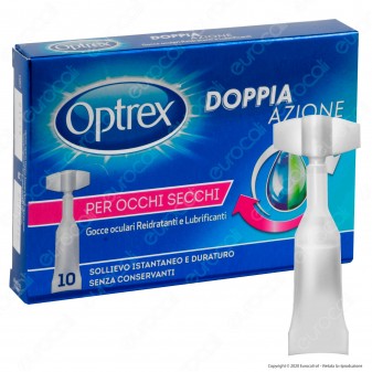 Optrex Doppia Azione Gocce Reidratanti e Lubrificanti per Occhi Secchi - 10 Flaconi monodose da 0,5ml
