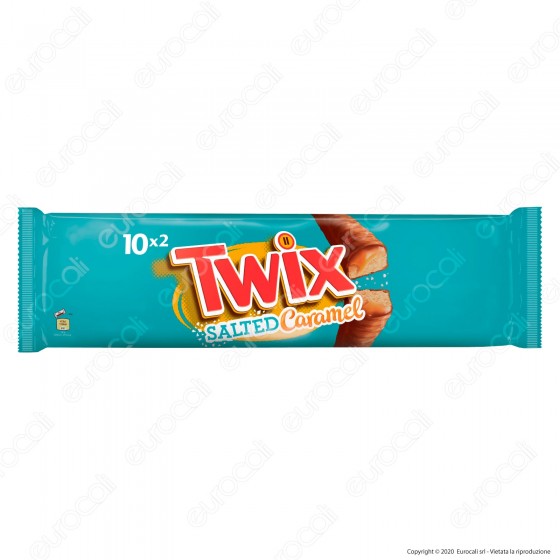 Twix Salted Caramel Snack con Biscotto e Caramello Salato Ricoperto di Cioccolato - Confezione da 10 Barrette da 46g