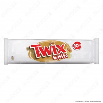 Twix White Snack con Biscotto e Caramello Ricoperto di Cioccolato Bianco - Box con 10 Barrette da 46g