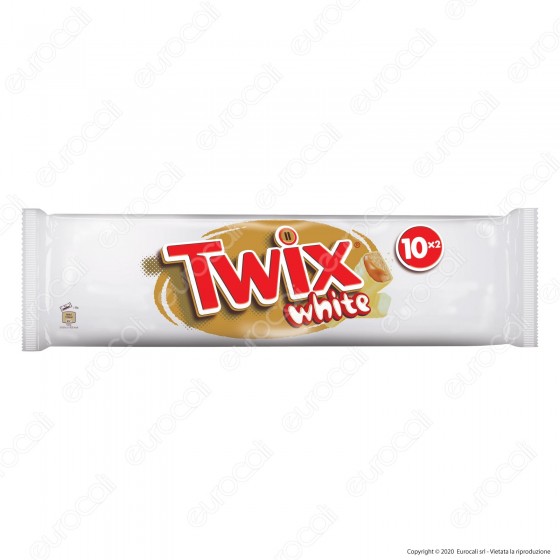 Twix White Snack con Biscotto e Caramello Ricoperto di Cioccolato Bianco - Box con 10 Barrette da 46g