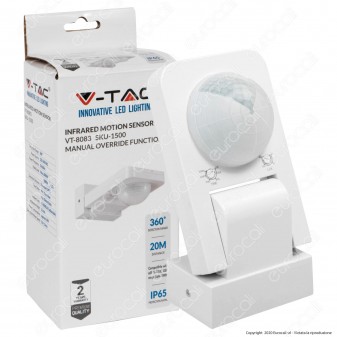 V-Tac VT-8083 Sensore di Movimento a Infrarossi IP65 per Lampadine