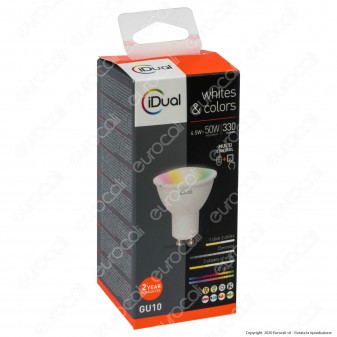 iDual Lampadina LED GU10 Faretto Multifunzione RGB+W 4,5W Spotlight
