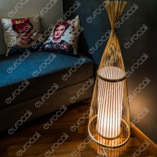 V-Tac VT-4150 Piantana in Legno Rattan Lampada da Terra con
