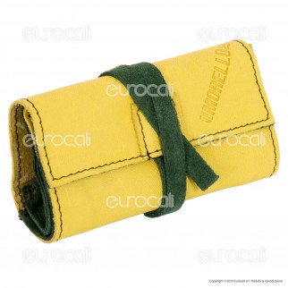 Il Morello Pocket Mini Portatabacco in Vera Pelle Colore Giallo e