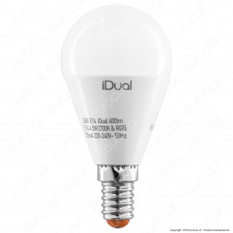 iDual Lampadina LED E14 MiniGlobo P45 Multifunzione RGB+W 4,5W - mod. JE004810000