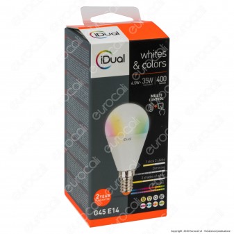 iDual Lampadina LED E14 MiniGlobo P45 Multifunzione RGB+W 4,5W - mod. JE004810000