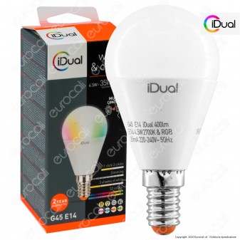 iDual Lampadina LED E14 MiniGlobo P45 Multifunzione RGB+W 4,5W - mod.
