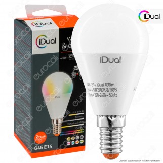 iDual Lampadina LED E14 MiniGlobo P45 Multifunzione RGB+W 4,5W - mod.