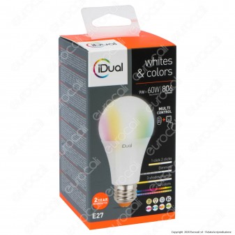 iDual Lampadina LED E27 Bulb A60 Multifunzione RGB+W 9W - mod. JE002810000